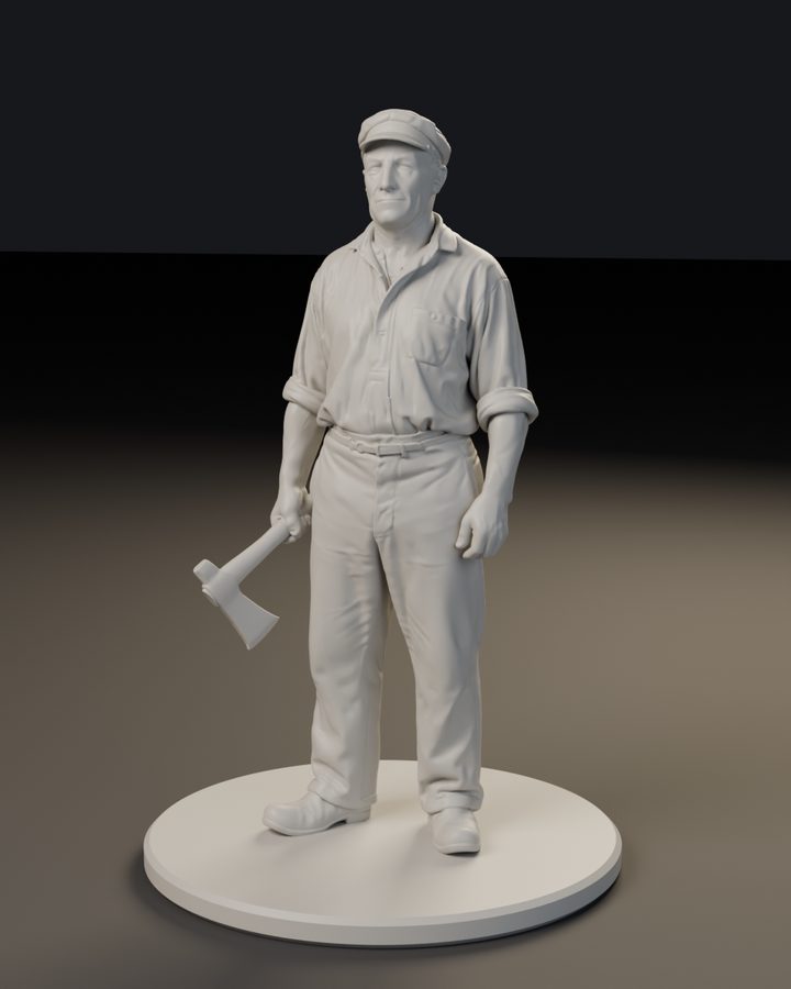 Le Boiseur à la hache, figurine en résine